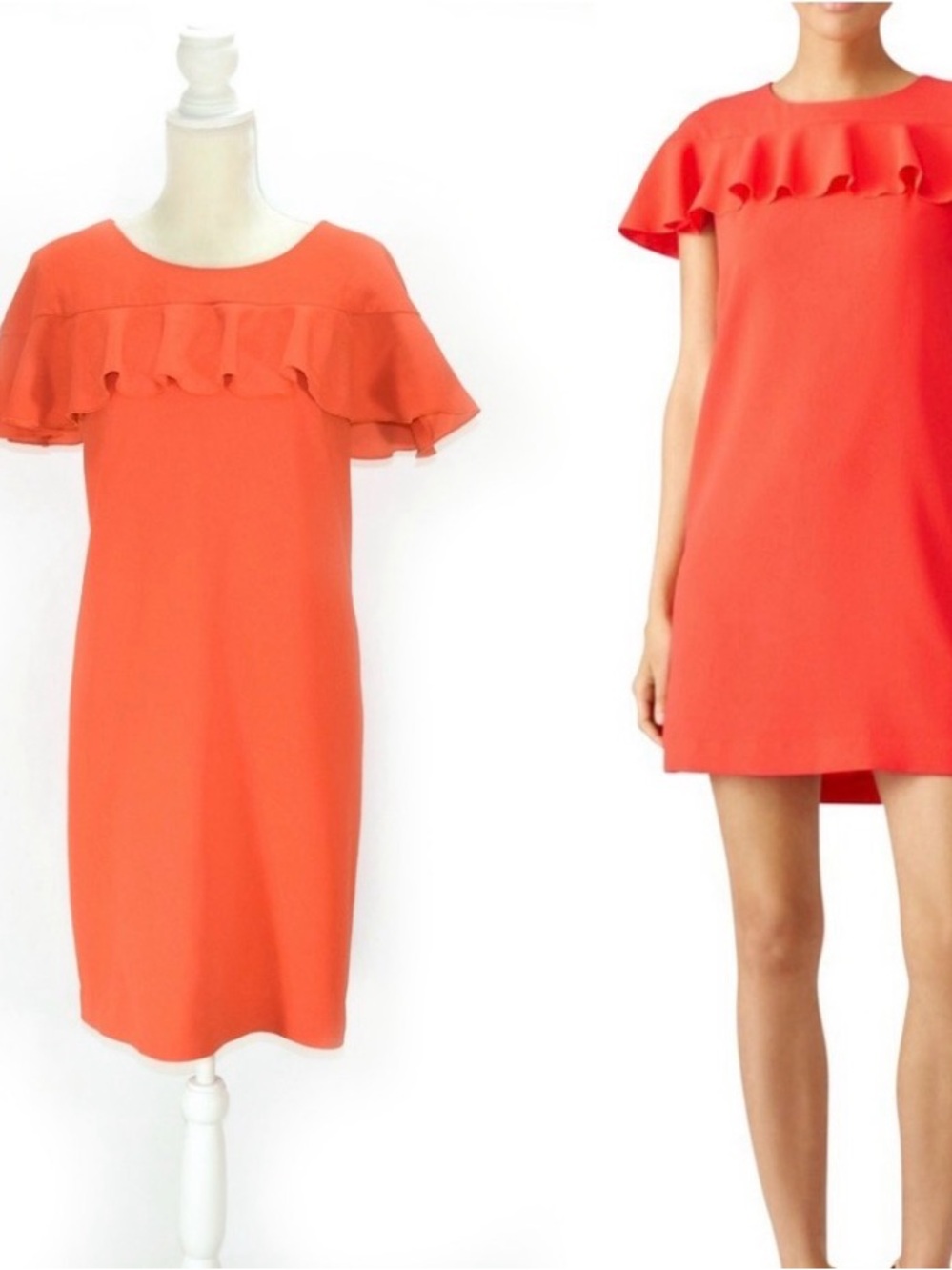 TRINA TURK Splash Orange Ruffle Shift Dress size 6